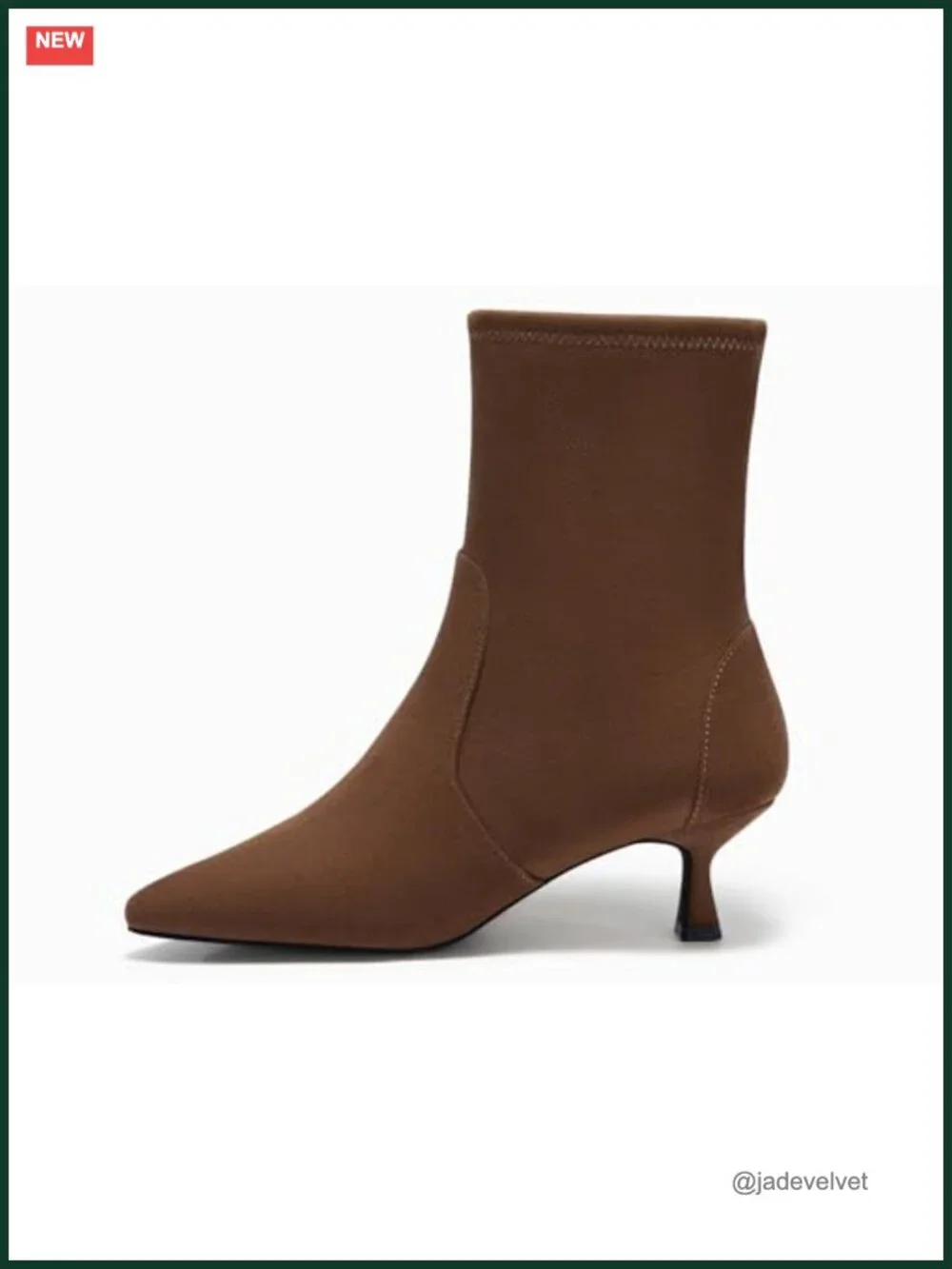 Faux Suede Kitten Heel Ankle Boots Pointed Toe Side Zip